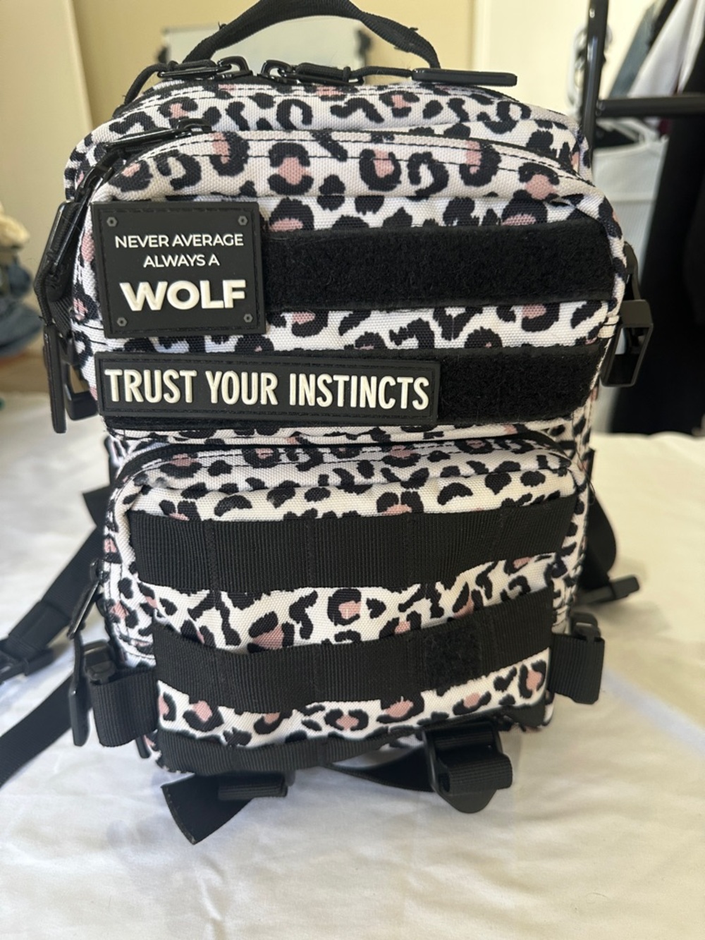 WOLF Pink and Black Leopard Print Mini Backpack